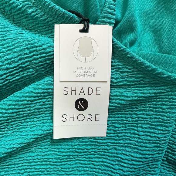 Shade & Shore Women'sSquare Neck Pucker High Leg One Piece Swimsuit -<<112>>> - Picture 4 of 10